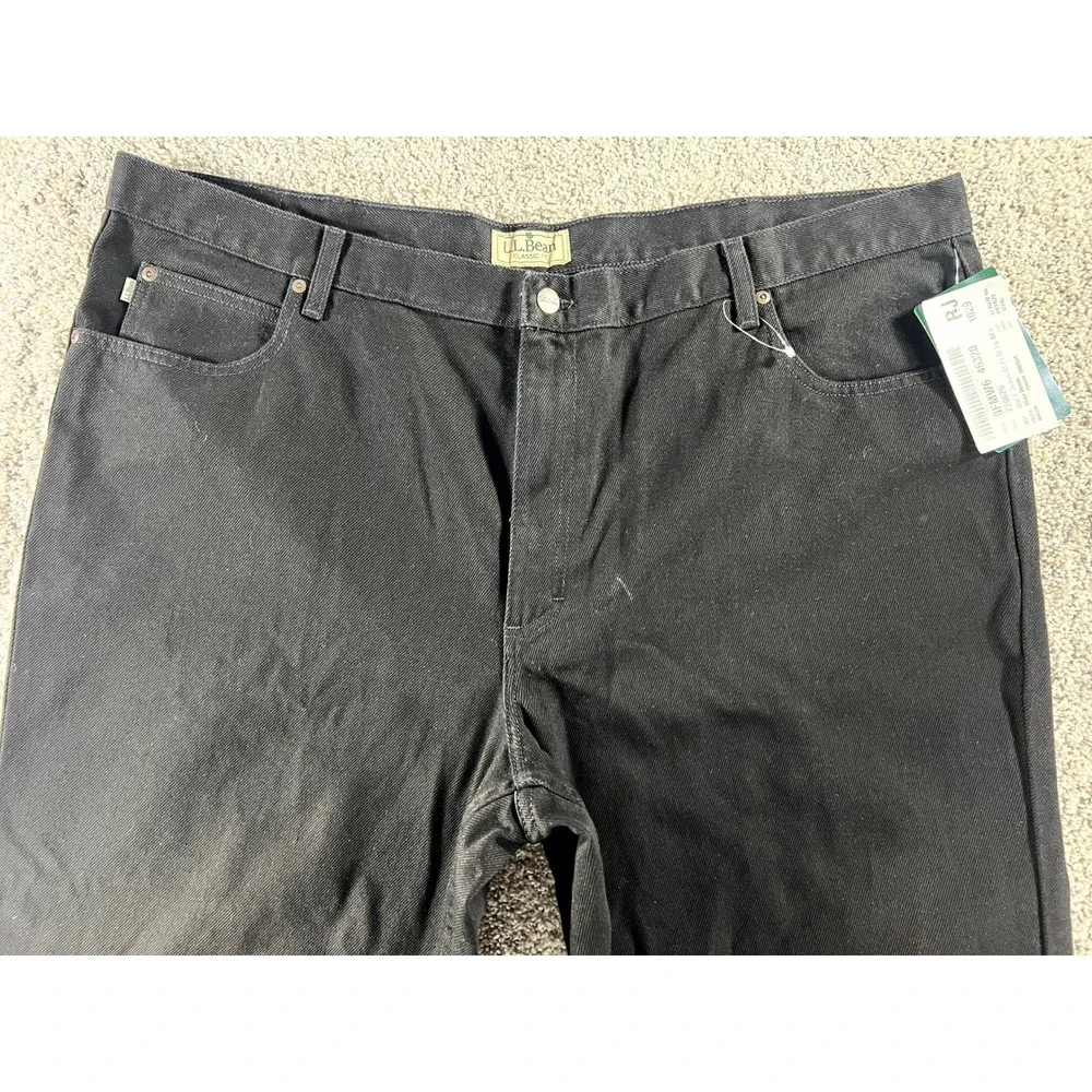 NWT LL Bean Mens Classic Fit Black Denim Jeans 46x32 100% Cotton